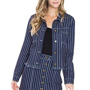 Sugar+Lips Red Striped Denim Jacket